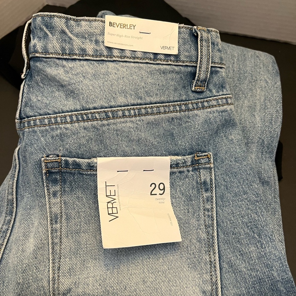 NWT 29 VERVET BY FLYING MONKEY HIGH Women’s Distressed Light Blue Jeans Beverly